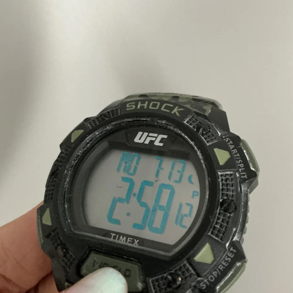 Timex UFC TW4B27500 Mens Watch 45mm Digital Shock Gray Camo Green Resin 100M